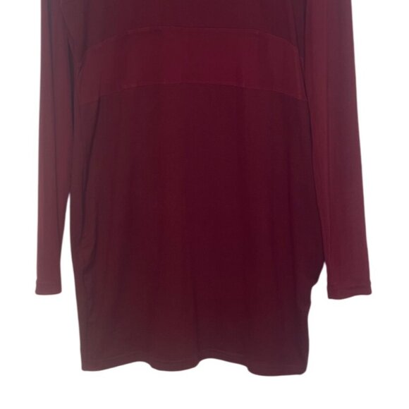 Long Sleeve Dress Womens Burgundy XL Sheer Panel - Picture 4 of 7